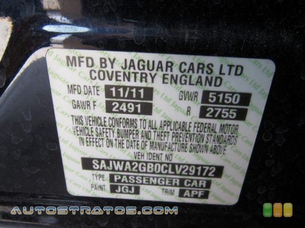 2012 Jaguar XJ XJL Portfolio 5.0 Liter DI DOHC 32-Valve VVT V8 6 Speed ZF Automatic