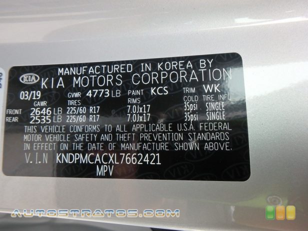 2020 Kia Sportage LX AWD 2.4 Liter DOHC 16-Valve CVVT 4 Cylinder 6 Speed Automatic