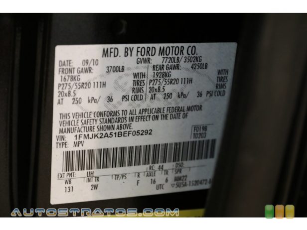 2011 Ford Expedition EL Limited 4x4 5.4 Liter SOHC 24-Valve Flex-Fuel V8 6 Speed Automatic
