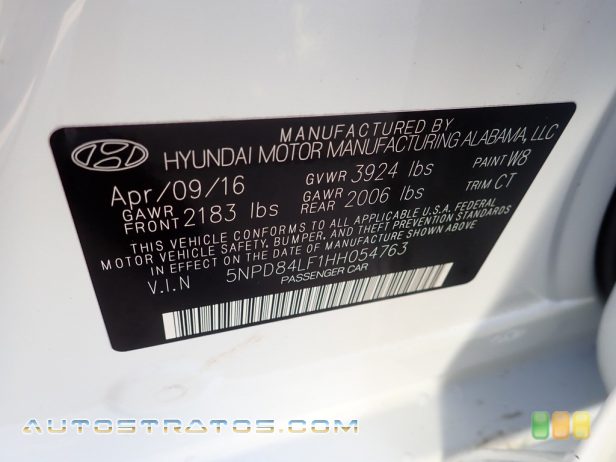 2017 Hyundai Elantra Limited 2.0 liter DOHC 16-Valve D-CVVT 4 Cylinder 6 Speed SHIFTRONIC Automatic