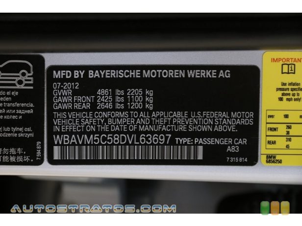2013 BMW X1 xDrive 35i 3.0 Liter DI TwinPower Turbocharged DOHC 24-Valve VVT Inline 6 C 6 Speed Automatic