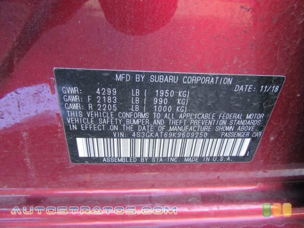 2019 Subaru Impreza 2.0i Limited 4-Door 2.0 Liter DI DOHC 16-Valve VVT Flat 4 Cylinder Lineartronic CVT Automatic
