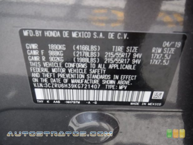 2019 Honda HR-V LX AWD 1.8 Liter SOHC 16-Valve i-VTEC 4 Cylinder CVT Automatic