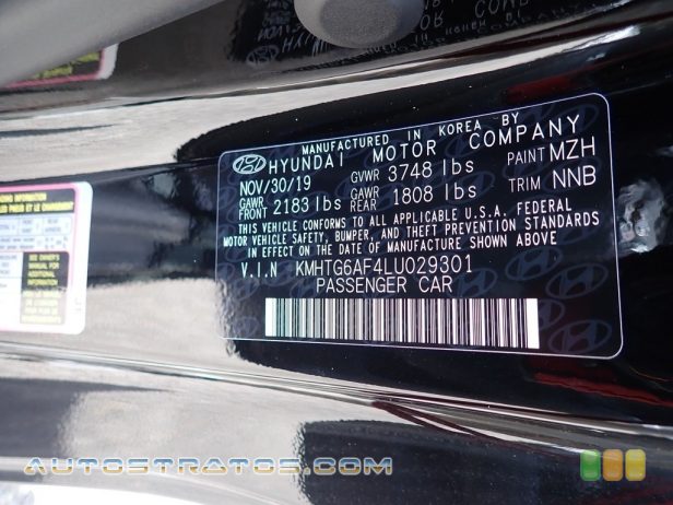 2020 Hyundai Veloster 2.0 Premium 2.0 Liter DOHC 16-Valve D-CVVT 4 Cylinder 6 Speed Automatic