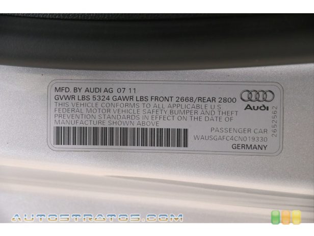 2012 Audi A7 3.0T quattro Premium Plus 3.0 Liter TFSI Supercharged DOHC 24-Valve VVT V6 8 Speed Tiptronic Automatic