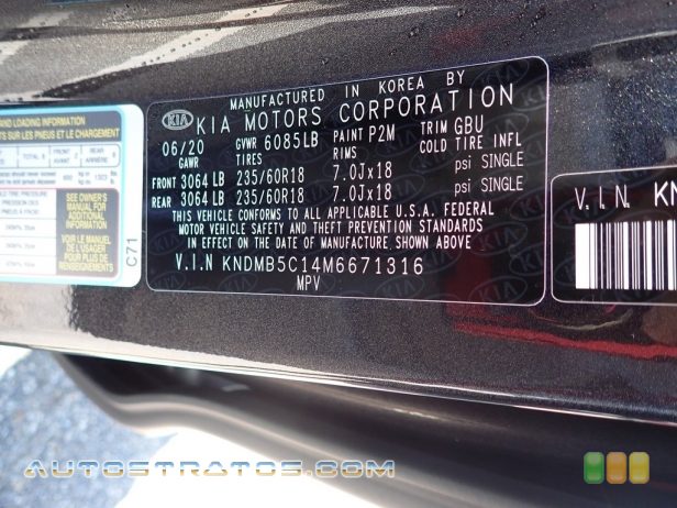 2021 Kia Sedona EX 3.3 Liter DOHC 24-Valve CVVT V6 8 Speed Automatic