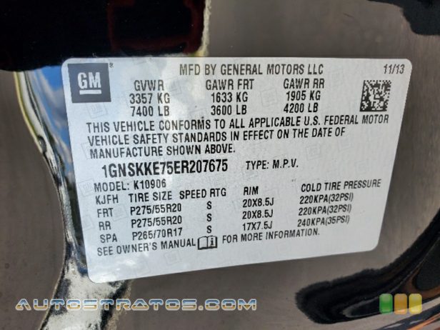 2014 Chevrolet Suburban LTZ 4x4 5.3 Liter OHV 16-Valve VVT Flex-Fuel V8 6 Speed Automatic