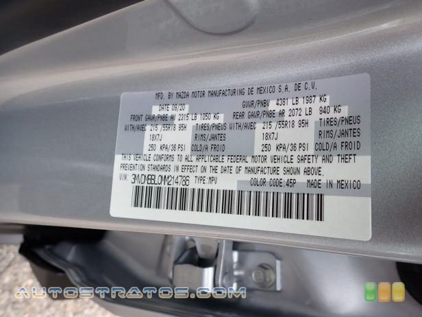 2021 Mazda CX-30 Select AWD 2.5 Liter SKYACTIV-G DI DOHC 16-Valve VVT 4 Cylinder 6 Speed Automatic