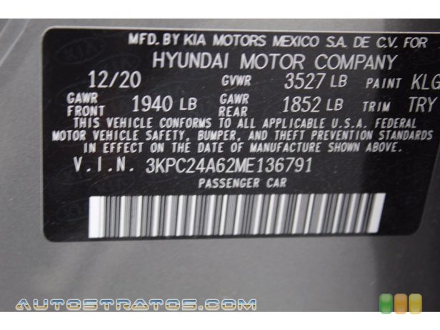 2021 Hyundai Accent SE 1.6 Liter DOHC 16-Valve D-CVVT 4 Cylinder CVT Automatic