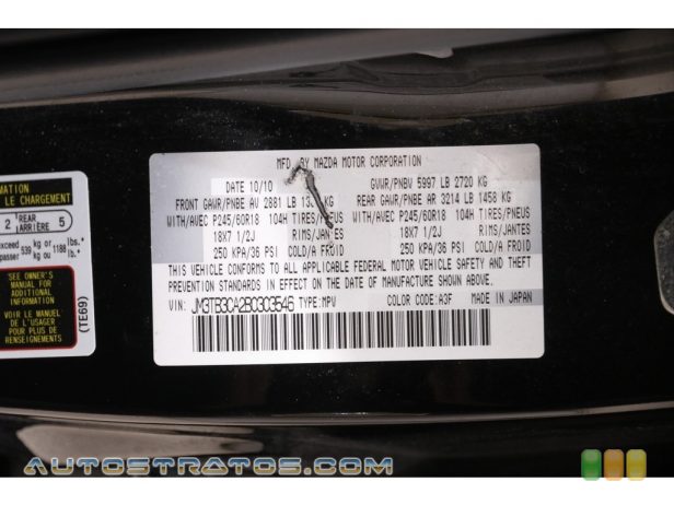 2011 Mazda CX-9 Touring AWD 3.7 Liter DOHC 24-Valve VVT V6 6 Speed Sport Automatic