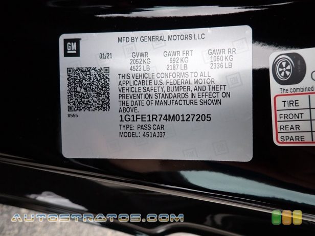 2021 Chevrolet Camaro SS Coupe 6.2 Liter DI OHV 16-Valve VVT LT1 V8 6 Speed Manual