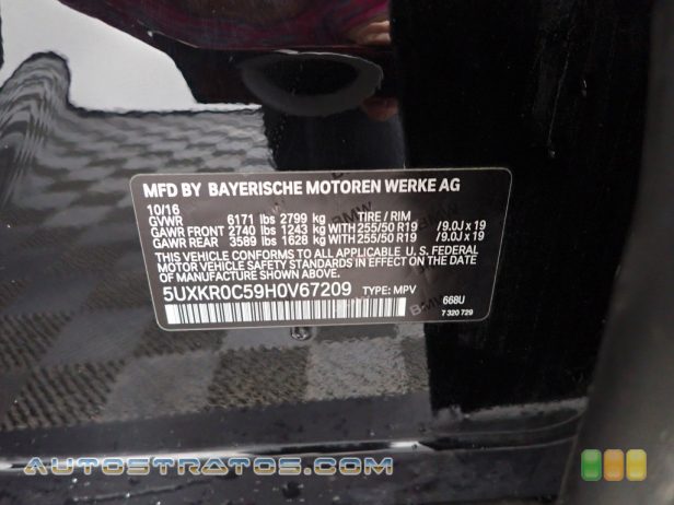 2017 BMW X5 xDrive35i 3.0 Liter TwinPower Turbocharged DOHC 24-Valve VVT  Inline 6 Cyl 8 Speed Automatic