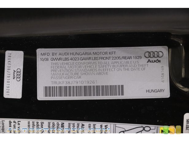 2009 Audi TT 2.0T quattro Coupe 2.0 Liter FSI Turbocharged DOHC 16-Valve VVT 4 Cylinder 6 Speed S tronic Dual-Clutch Automatic