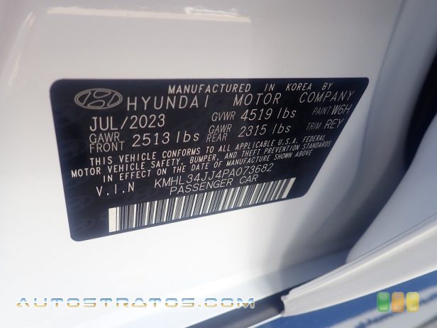 2023 Hyundai Sonata SEL Hybrid 2.0 Liter DOHC 16-Valve VVT 4 Cylinder Gasoline/Electric Hybrid 6 Speed Automatic