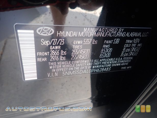 2023 Hyundai Santa Fe SEL 2.5 Liter DOHC 16-Valve D-CVVT 4 Cylinder 8 Speed Automatic