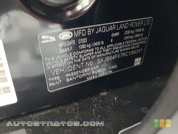 2024 Jaguar XF P250 R-Dynamic SE 2.0 Liter Turbocharged DOHC 16-Valve VVT 4 Cylinder 8 Speed Automatic