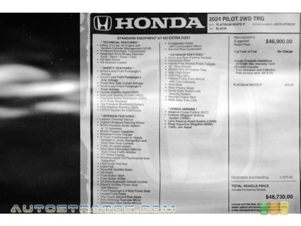 2024 Honda Pilot Touring 3.5 Liter DOHC 24-Valve VTC V6 10 Speed Automatic