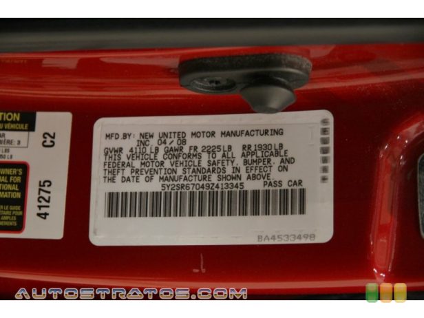 2009 Pontiac Vibe GT 2.4 Liter DOHC 16V VVT-i 4 Cylinder 5 Speed Manual