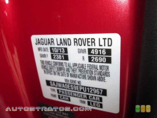 2014 Jaguar XF 2.0T 2.0 Liter Turbocharged DOHC 16-Valve VVT 4 Cylinder 8 Speed Jaguar Sequential Shift Automatic