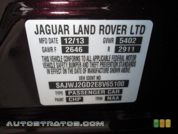 2014 Jaguar XJ XJL Portfolio 3.0 Liter DI Supercharged DOHC 24-Valve VVT V6 8 Speed ZF Automatic