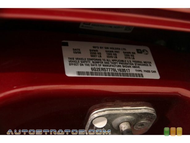 2009 Pontiac G8 Sedan 3.6 Liter DOHC 24-Valve VVT LY7 V6 5 Speed Automatic