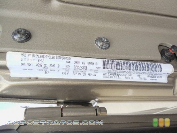 2003 Jeep Wrangler SE 4x4 2.4 Liter DOHC 16 Valve 4 Cylinder 5 Speed Manual