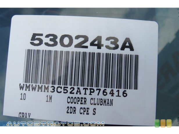 2010 Mini Cooper S Clubman 1.6 Liter Turbocharged DOHC 16-Valve VVT 4 Cylinder 6 Speed Manual