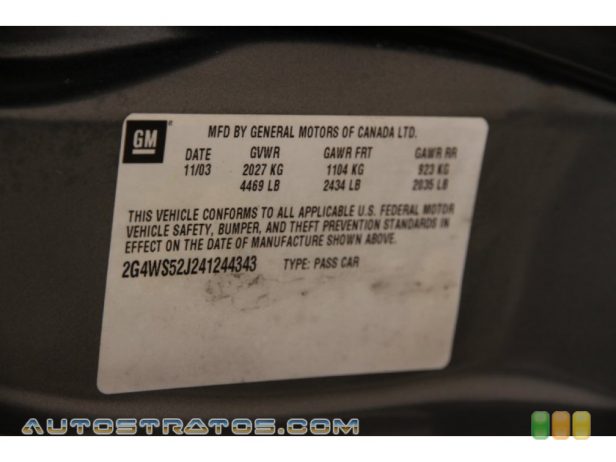 2004 Buick Century Custom 3.1 Liter OHV 12-Valve V6 4 Speed Automatic