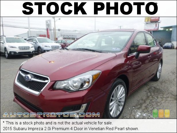 Stock photo for this 2015 Subaru Impreza 2.0i Premium 4 Door 2.0 Liter DOHC 16-Valve VVT Horizontally Opposed 4 Cylinder Lineartronic CVT Automatic