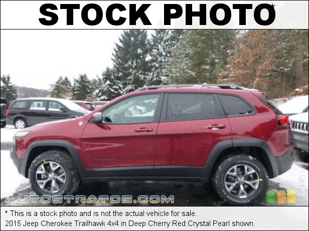 Stock photo for this 2015 Jeep Cherokee Trailhawk 4x4 2.4 Liter SOHC 16-Valve MultiAir 4 Cylinder 9 Speed Automatic