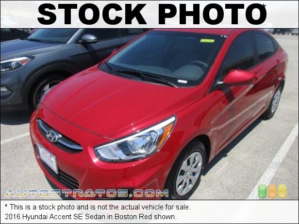 Stock photo for this 2016 Hyundai Accent SE Sedan 1.6 Liter GDI DOHC 16-Valve D-CVVT 4 Cylinder 6 Speed SHIFTRONIC Automatic