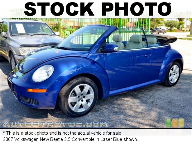 Stock photo for this 2007 Volkswagen New Beetle 2.5 Convertible 2.5 Liter DOHC 20 Valve 5 Cylinder 6 Speed Tiptronic Automatic