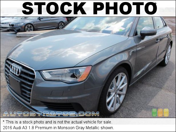 Stock photo for this 2016 Audi A3 1.8 Premium 1.8 Liter Turbocharged/TFSI DOHC 16-Valve VVT 4 Cylinder 6 Speed S Tronic Dual-Clutch Automatic