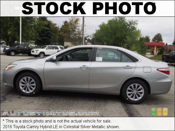 Stock photo for this 2016 Toyota Camry Hybrid LE 2.5 Liter DOHC 16-Valve VVT-i 4 Cylinder Gasoline/Electric Hybri 6 Speed Automatic