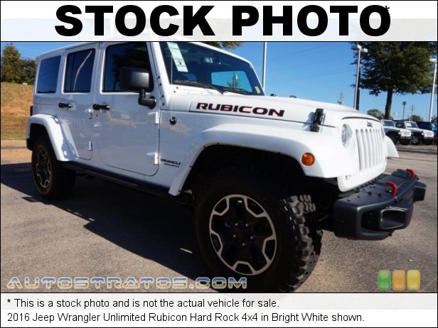 Stock photo for this 2016 Jeep Wrangler Unlimited Rubicon Hard Rock 4x4 3.6 Liter DOHC 24-Valve VVT V6 5 Speed Automatic
