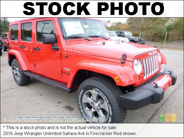 Stock photo for this 2016 Jeep Wrangler Unlimited Sahara 4x4 3.6 Liter DOHC 24-Valve VVT V6 5 Speed Automatic
