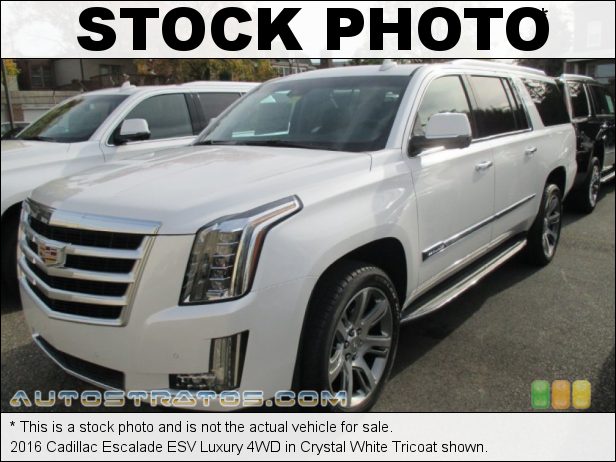 Stock photo for this 2016 Cadillac Escalade ESV Luxury 4WD 6.2 Liter DI OHV 16-Valve VVT V8 6 Speed Automatic