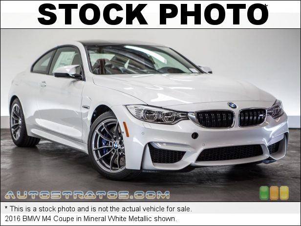 Stock photo for this 2016 BMW M4 Coupe 3.0 Liter DI M TwinPower Turbocharged DOHC 24-Valve VVT Inline 6 6 Speed Manual