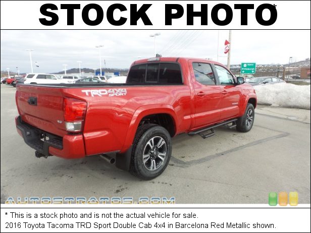 Stock photo for this 2016 Toyota Tacoma TRD Double Cab 4x4 3.5 Liter DI Atkinson-Cycle DOHC 16-Valve VVT-i V6 6 Speed Automatic