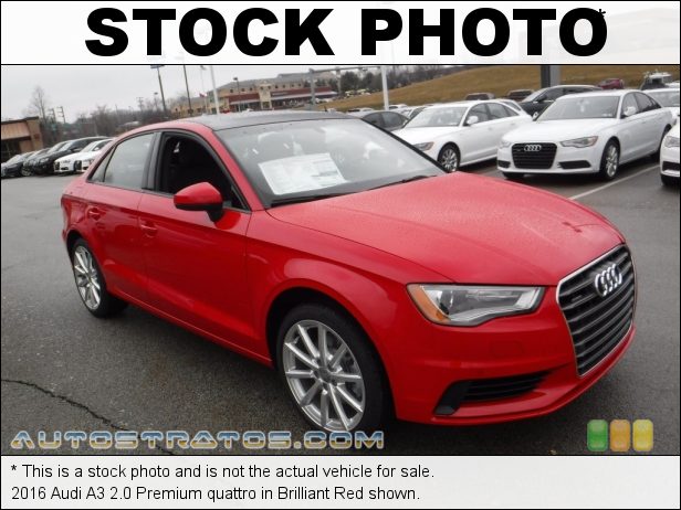 Stock photo for this 2016 Audi A3 2.0 Premium quattro 2.0 Liter Turbocharged/TFSI DOHC 16-Valve VVT 4 Cylinder 6 Speed S Tronic Dual-Clutch Automatic