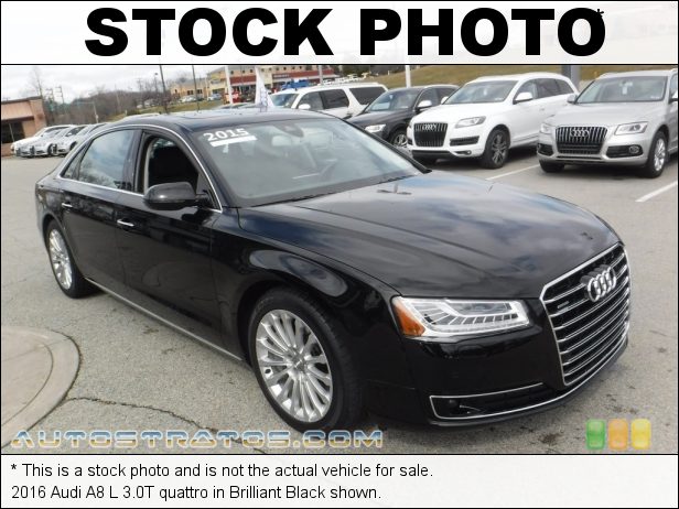 Stock photo for this 2016 Audi A8 L 3.0T quattro 3.0 Liter TFSI Supercharged DOHC 24-Valve VVT V6 8 Speed Tiptronic Automatic