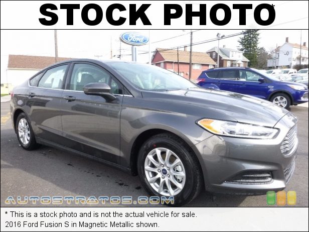 Stock photo for this 2016 Ford Fusion S 2.5 Liter DOHC 16-Valve i-VCT 4 Cylinder 6 Speed SelectShift Automatic