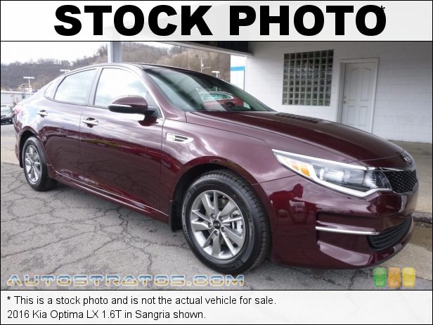 Stock photo for this 2016 Kia Optima LX 1.6T 1.6 Liter GDI Turbocharged DOHC 16-Valve Dual-CVVT 4 Cylinder 7 Speed DCT Automatic