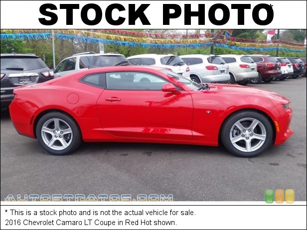 Stock photo for this 2016 Chevrolet Camaro LT Coupe 2.0 Liter SIDI Turbocharged DOHC 16-Valve VVT 4 Cylinder 6 Speed Manual
