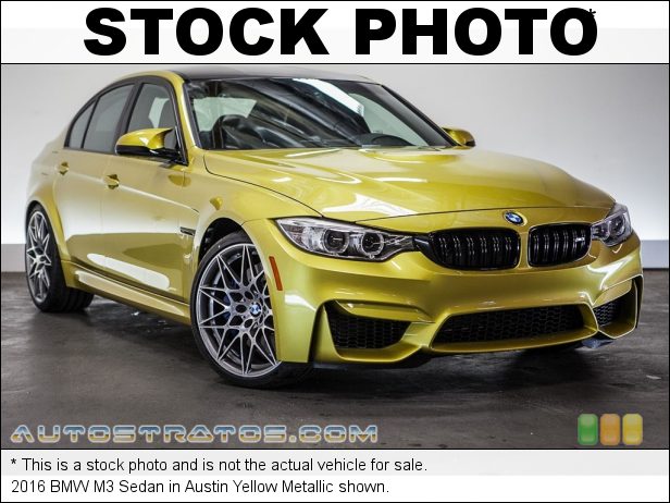 Stock photo for this 2016 BMW M3 Sedan 3.0 Liter M DI TwinPower Turbocharged DOHC 24-Valve VVT Inline 6 7 Speed M Double Clutch Automatic
