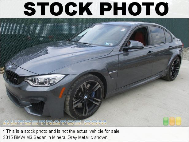 Stock photo for this 2015 BMW M3 Sedan 3.0 Liter M DI TwinPower Turbocharged DOHC 24-Valve VVT Inline 6 7 Speed M Double Clutch Automatic