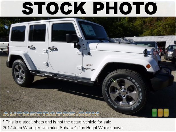 Stock photo for this 2017 Jeep Wrangler Unlimited Sahara 4x4 3.6 Liter DOHC 24-Valve VVT V6 5 Speed Automatic