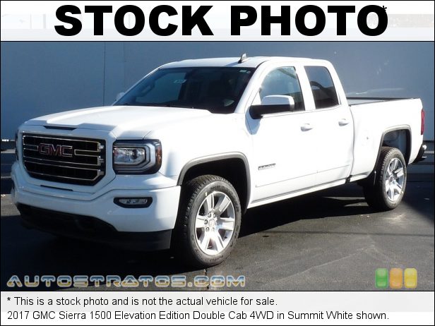 Stock photo for this 2017 GMC Sierra 1500 Elevation Edition Double Cab 4WD 5.3 Liter DI OHV 16-Valve VVT EcoTec3 V8 6 Speed Automatic