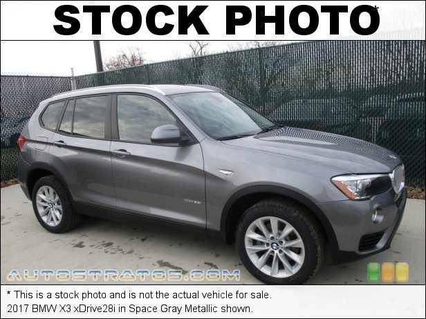 Stock photo for this 2017 BMW X3 xDrive28i 2.0 Liter TwinPower Turbocharged DI DOHC 16-Valve VVT 4 Cylinder 8 Speed STEPTRONIC Automatic