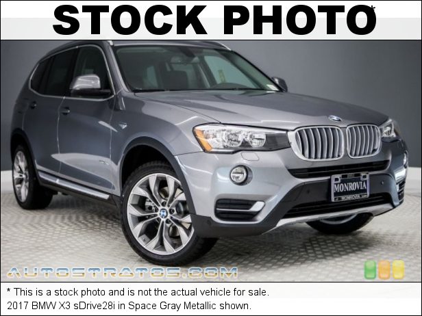 Stock photo for this 2017 BMW X3 sDrive28i 2.0 Liter TwinPower Turbocharged DI DOHC 16-Valve VVT 4 Cylinder 8 Speed STEPTRONIC Automatic